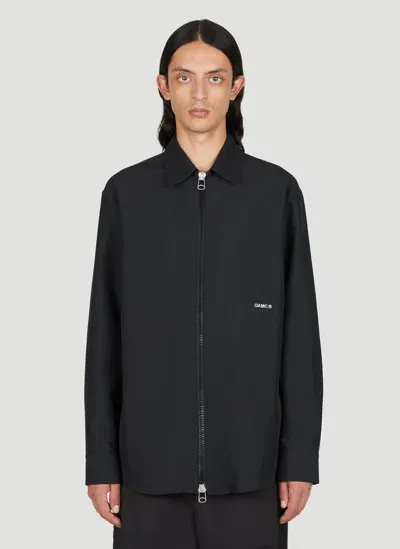 Oamc Ian Zip-up Shirt In Black