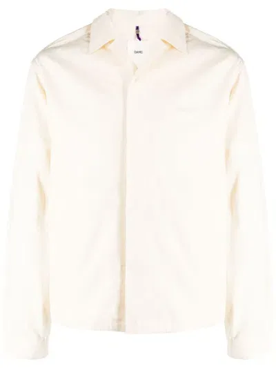 Oamc Logo-patch Cotton Shirt In Neutrals