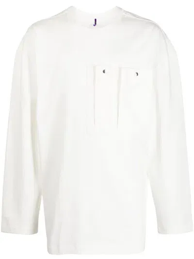 Oamc Long-sleeved Organic Cotton T-shirt In Neutrals