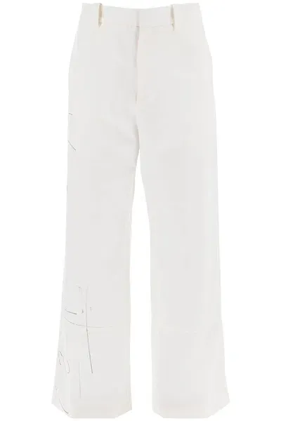 Oamc Wide-legged Scribble Pants In White