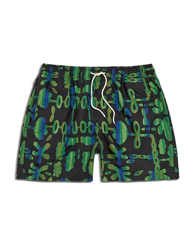 Oas Feral Galbanum Drawstring 4.3 Swim Shorts In Green Multi