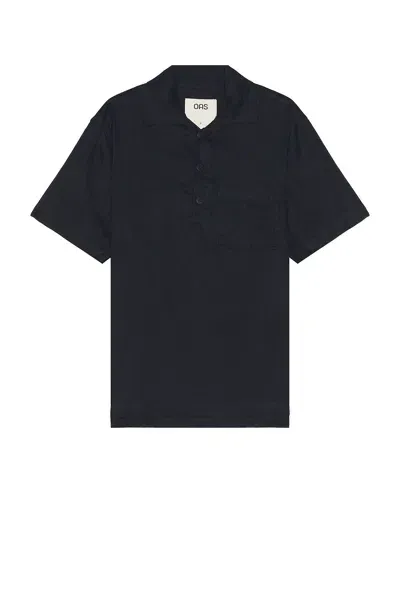 Oas Girona Linen Polo In Navy