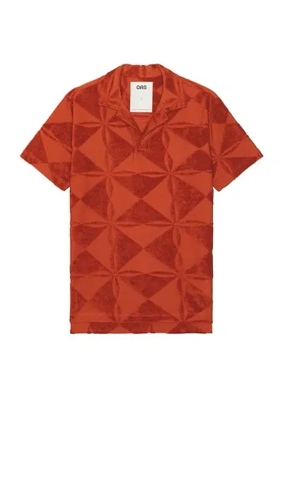 Oas Plateau Polo Terry Shirt In Brick