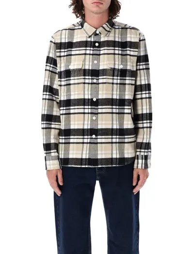 Obey Check Shirt In Beige