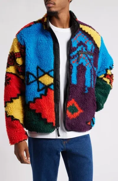 Obey Moroccan Rug Fleece Jacket In Bright Multi