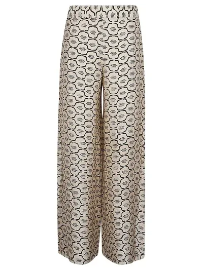 Obidi Printed Silk Trousers In Beige