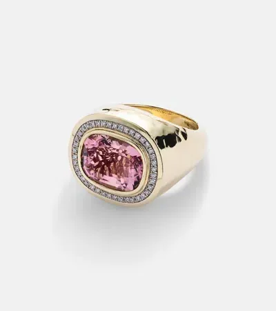 Octavia Elizabeth Blushing 18kt Gold Ring With Tourmaline And Diamonds