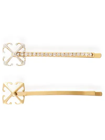 Off-white Arrow Hair Clip (set Of Two) In Gold