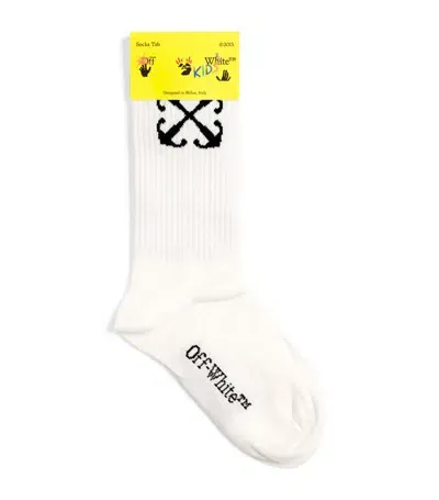 Off-white Kids' Arrow Logo-jacquard Socks In White