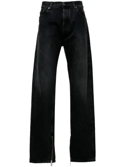 Off-white Zip-detail Straigh-leg Jeans In Black