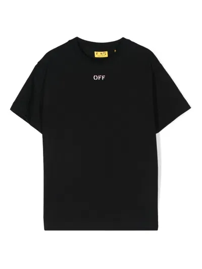 Off-white Kids' Arrow-print Cotton T-shirt In Black