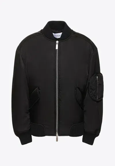 Off-white Nylon Bomber Jacket In Black