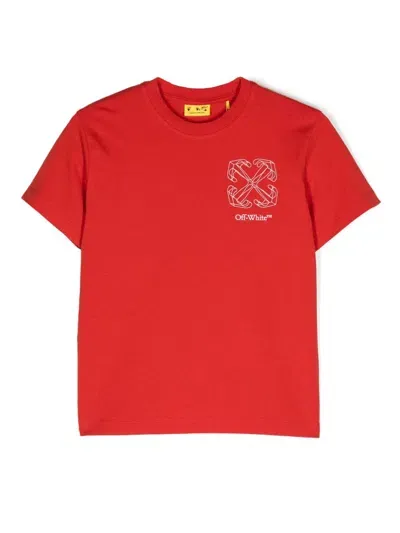 Off-white Kids' Arrows-print T-shirt In Red