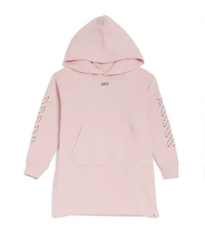 Off-white Kids' Arrows Stitch Hoodie Dress In Pink