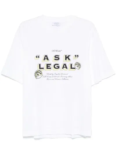 Off-white Ask Legal Skate T-shirt In White-bl