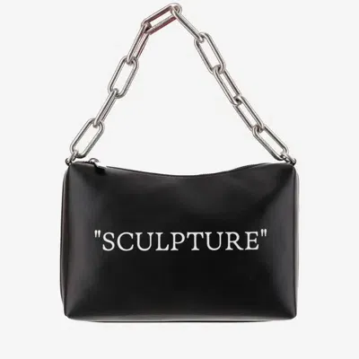 Off-white Block Pouch Quote Clutch Bag In Black