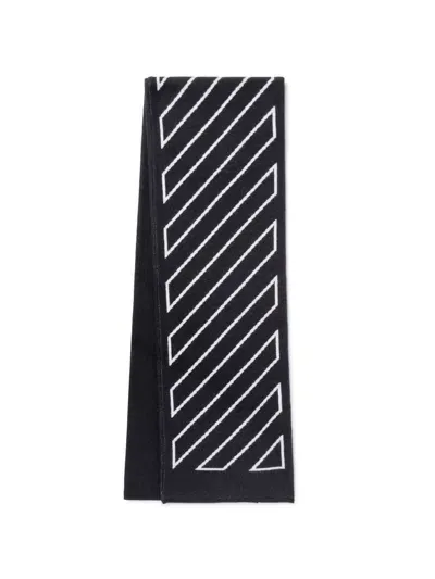 Off-white Kids' Black Bookish Diag Scarf