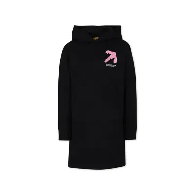 Off-white Kids' Black Dress For Girl With Logo