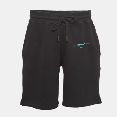 Pre-owned Off-white Black Printed Cotton Knit Shorts L