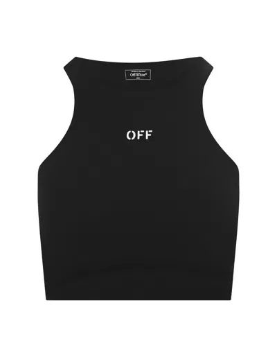 Off-white Black Sleeveless Crop Top With Logo