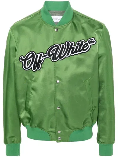 Off-white Varsity Bomber Jacket In Green