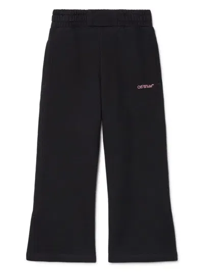 Off-white Kids' Bookish Cotton Track Pants In Black