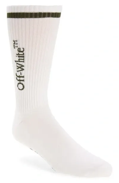 Off-white Bookish Logo Mid Calf Socks In White - Fo