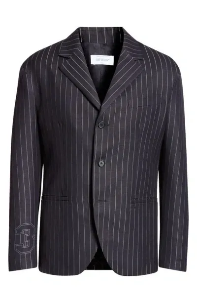 Off-white Buffalo 23 Pinstripe Virgin Wool Blend Sport Coat In Navy Blue