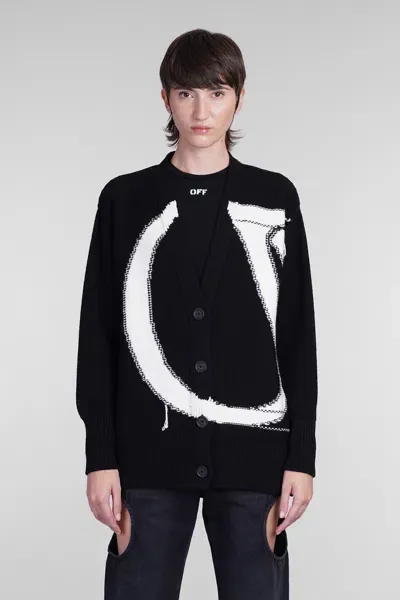 Off-white Cardigan In Black Wool