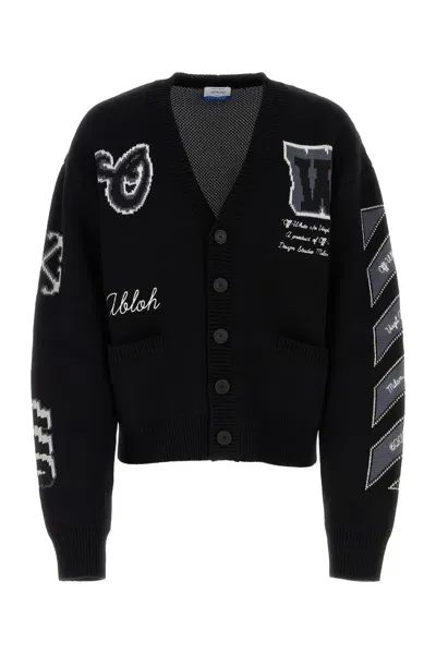 Off-white Moon Varsity Cardigan In Black