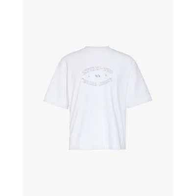 Off-white Brand-print Crew-neck Relaxed-fit Cotton-jersey T-shirt In White