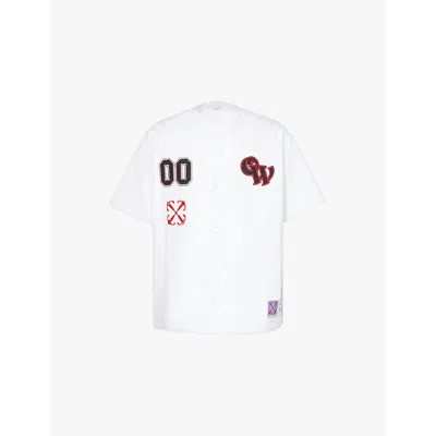 Off-white Gothic Baseball Brand-embroidery Relaxed-fit Cotton-poplin In White