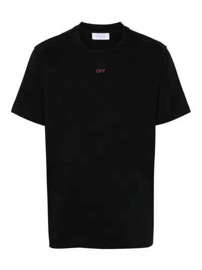 Off-white Cotton T-shirt With Logo Print In Red