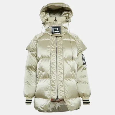 Pre-owned Off-white Cream Synthetic Quilted Down Puffer Jacket S