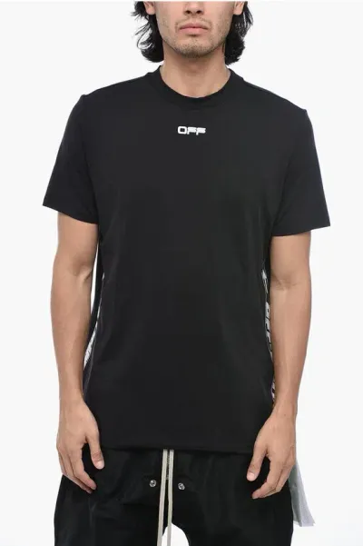 Off-white Crewneck Sport T-shirt With Logoed Band In Black