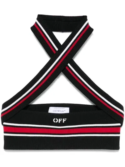 Off-white Crossover-straps Top In Black