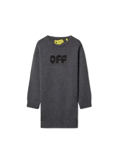 Off-white Kids' Dark Grey Chunky Arrow Knitted L/s Dress