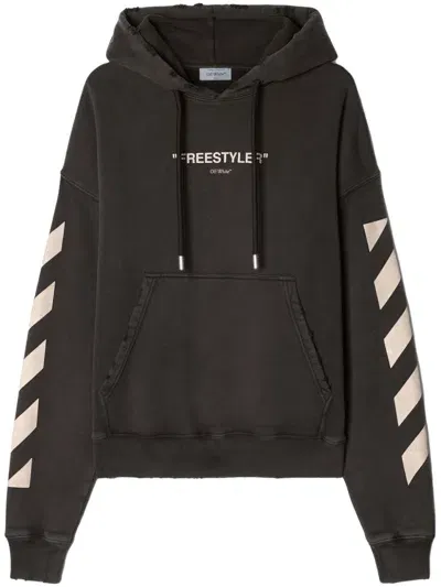 Off-white Diag-stripe Hoodie In Gray