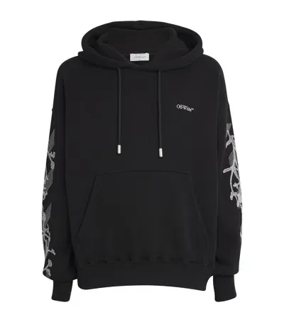 Off-white Diagonal Flower Skate Hoodie In Black