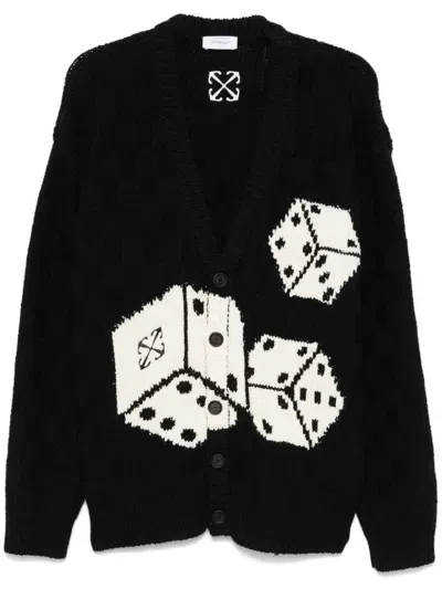 Off-white Dice-motif Cardigan In Black-bl