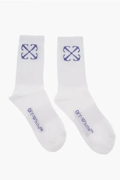 Off-white Embroidered Logo Ribbed Socks In White