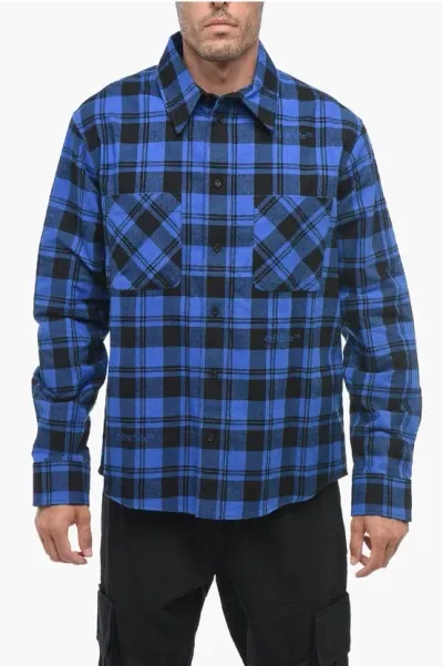 Off-white Flannel Shirt With Check Pattern In Blue