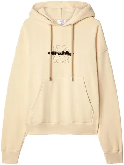 Off-white Flocked-logo Hoodie In Logo Printed On The Front