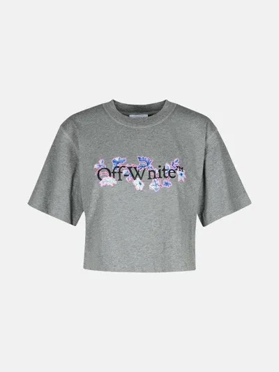 Off-white 'flower' Grey Cotton Crop T-shirt