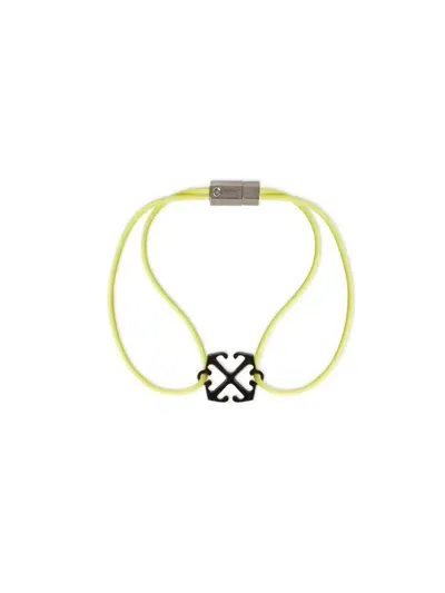 Off-white Fluo/black Arrow Rubber Bracelet In Green