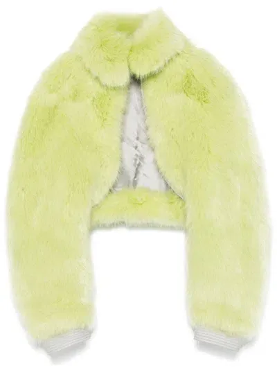 Off-white Fuzzy Bolero In Green