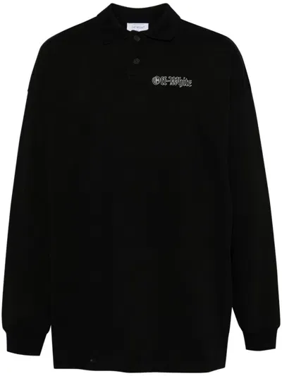 Off-white Gang-print Polo Shirt In 1001 Black/white