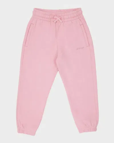 Off-white Kids' Girl's Bookish Logo-print Sweatpants In Pink/glitter