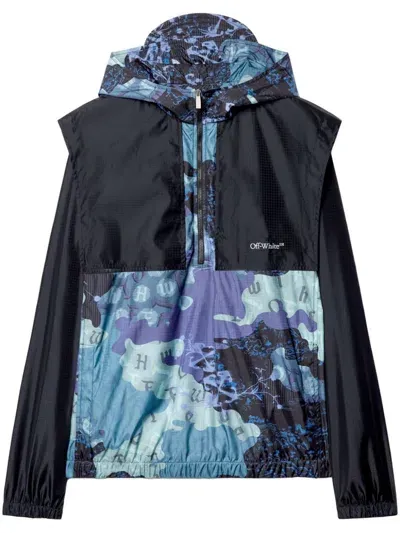 Off-white Graphic-print Windbreaker In Blue