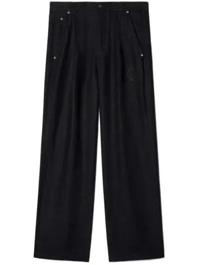 Off-white Wide-leg Linen Trousers In Salone Bl